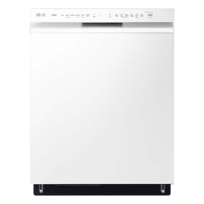 24 in. White Front Control Dishwasher with QuadWash, 3rd Rack & Dynamic Dry, 48 dBA