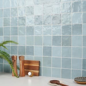 Kingston Sky Blue 4 in. x 4 in. Glazed Ceramic Wall Tile (5.38 sq. ft./case)