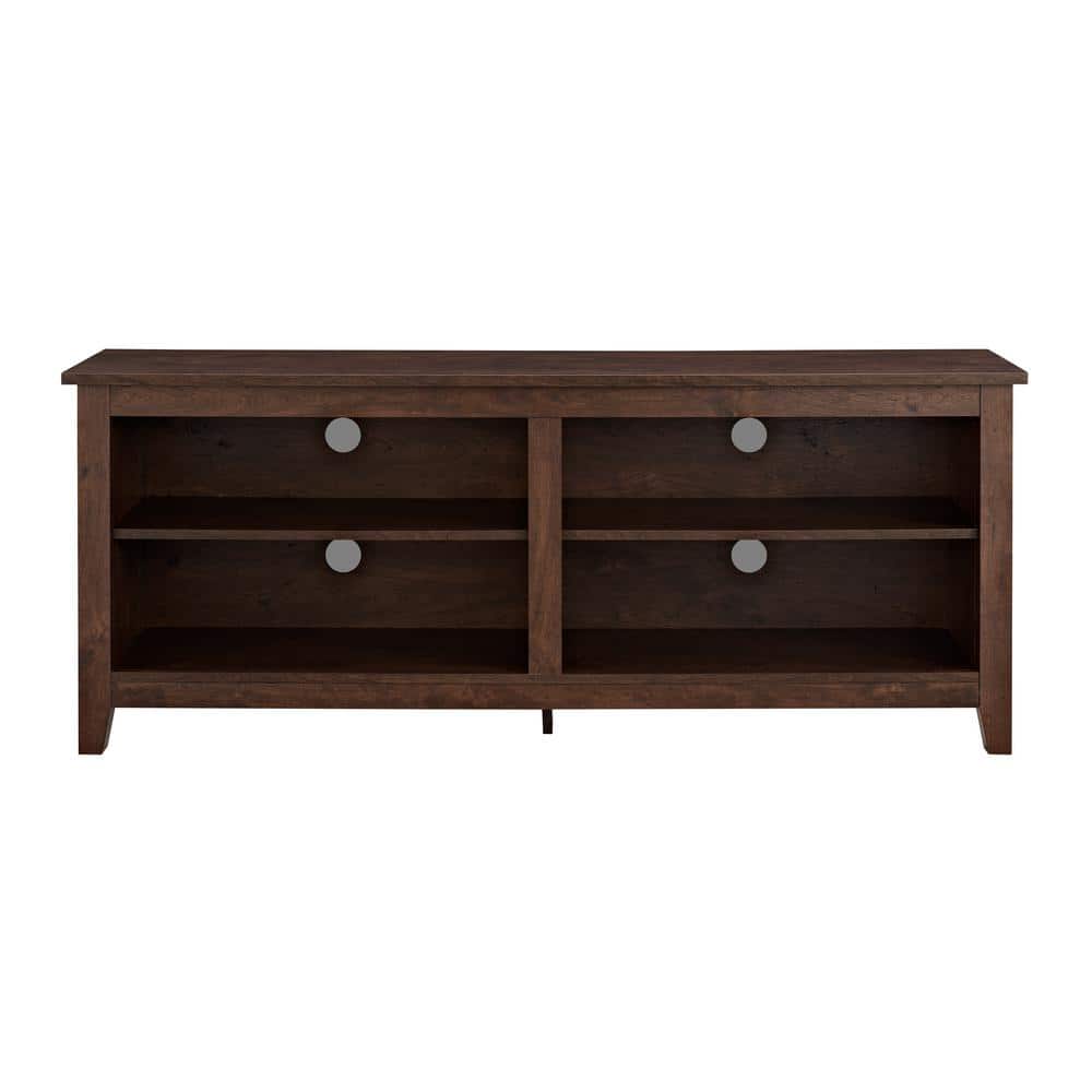 Traditional Brown 58" Wood TV Media Stand with Adjustable Shelves