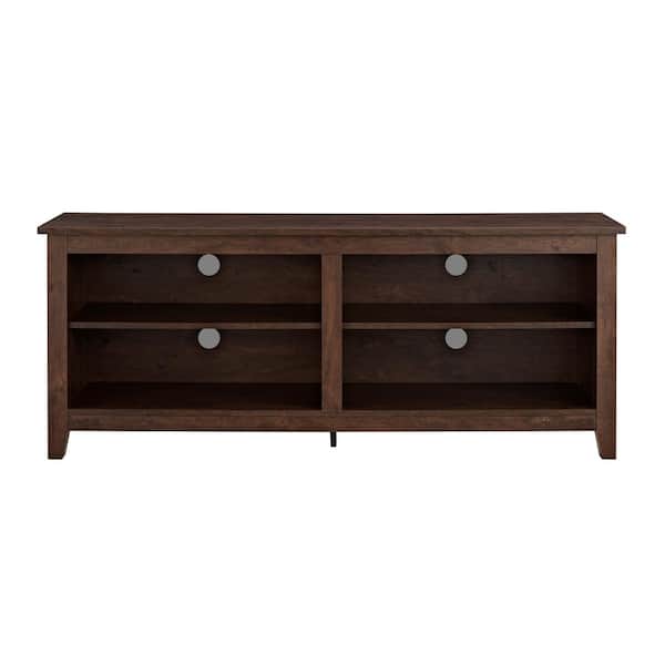 Walker Edison Furniture Company 58 in. Traditional Brown Composite TV Stand 60 in. with Adjustable Shelves