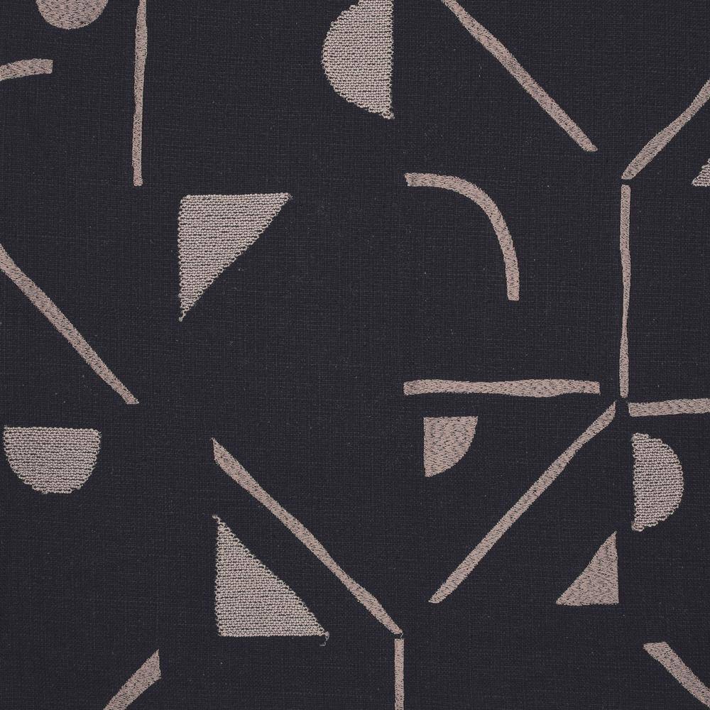 Black and Beige Embroidered Cotton Blend Square Throw Pillow