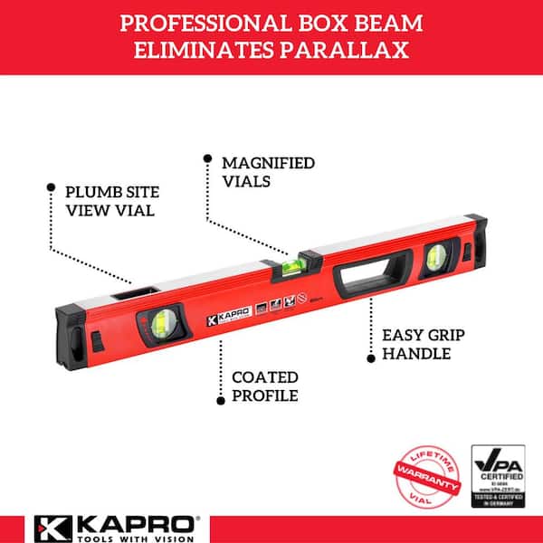 24 in. Vulcan Box Level with Magnified Vials and Plumb Site
