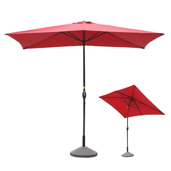 Clihome 10 ft. x 6.5 ft. Rectangular Market Umbrella with Waterproof and UV Resistant in Red