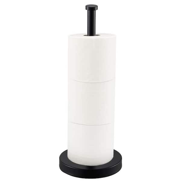 ATKING Bath Standing Toilet Paper Holder Tissue Roll Storage Stand Hand Towel Holder in Matte Black