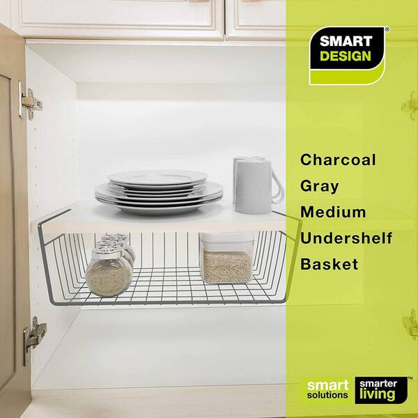 Smart Design Undershelf Storage Basket - Medium - Snug Fit Arms - Steel  Metal Wire - Rust Resistant - Under Shelves, Cabinet, Pantry, and Shelf