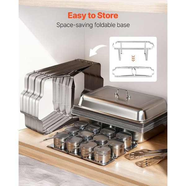 VEVOR 9 Qt. Rectangle Chafing Dish 6-Pack, Stainless Steel Hollow