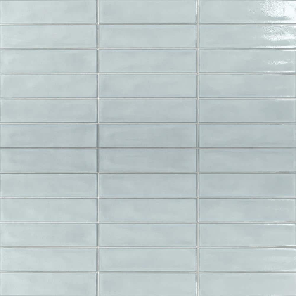 Azure Polished Porcelain Subway Wall Tile 3.93 x 15.74 in