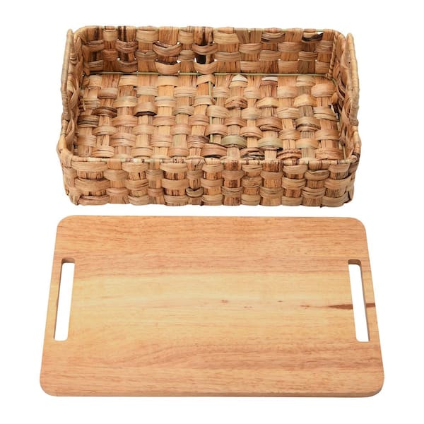 Rectangular Lined Solid Wood Basket