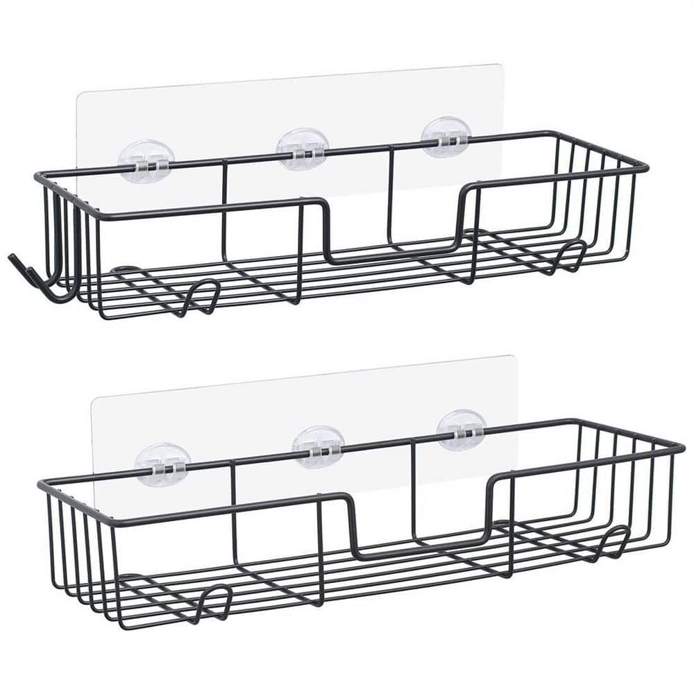 Cubilan Wall Mounted Bathroom Shower Caddies Stainless Steel Corner Storage  Shelves with 4 Hooks in Silver (2-Pack) HD-FQ6 - The Home Depot
