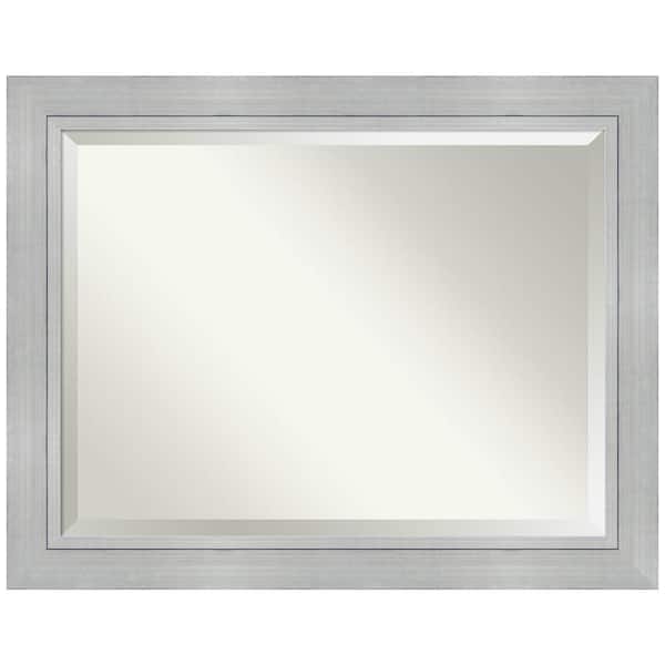 Amanti Art Medium Rectangle Burnished Silver Beveled Glass Modern Mirror (37.25 in. H x 47.25 in. W)