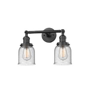 Bell 16 in. 2-Light Oil Rubbed Bronze Vanity Light with Seedy Glass Shade