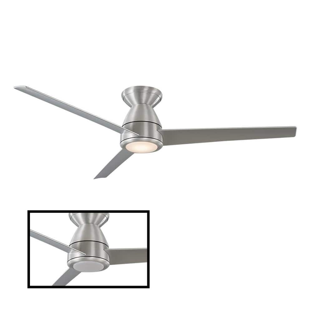 Tip Top 52" Brushed Aluminum Smart Flush Mount Ceiling Fan with LED Light