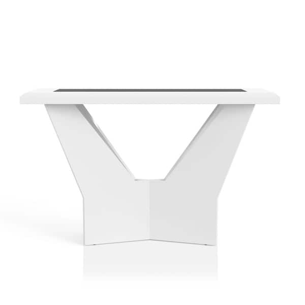 Furniture of America Blu Creek 47.25 in. White Rectangle Glass Console Table