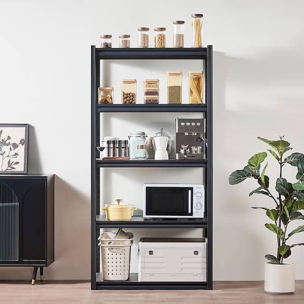 Steel Storage Shelves, 2000 lbs. 5-Tier Garage Storage Shelving, 18 in. D x 36 in. W x 72 in. H Adjustable Black Shelves