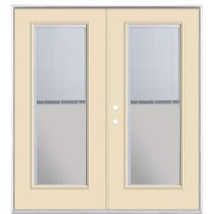 72 in. x 80 in. Golden Haystack Steel Prehung Right-Hand Inswing Mini Blind Patio Door without Brickmold