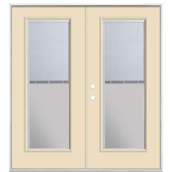 72 in. x 80 in. Golden Haystack Steel Prehung Right-Hand Inswing Mini Blind Patio Door without Brickmold