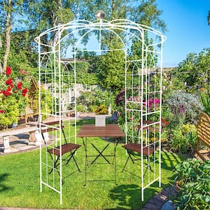 114 in. H x 81 in. W Outdoor Birdcage Shape Metal Garden Trellises Climbing Plants Support Garden Arbor, Rose Arch