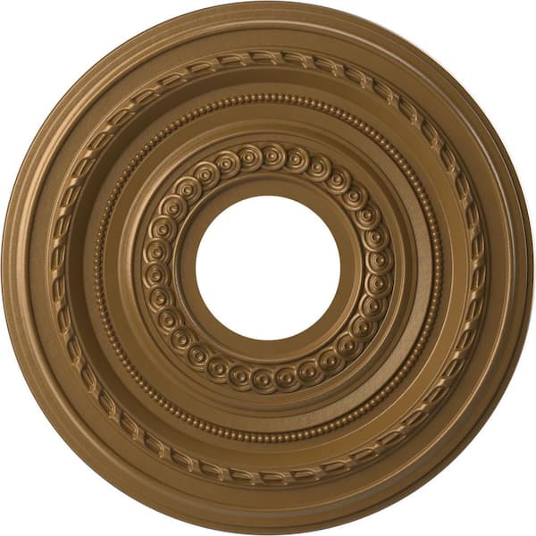 Ekena Millwork 13" O.D. x 3-1/2" I.D. x 3/4" P Cole Thermoformed PVC Ceiling Medallion (Fits Canopies up to 4-1/4"), Metallic Gold Rush