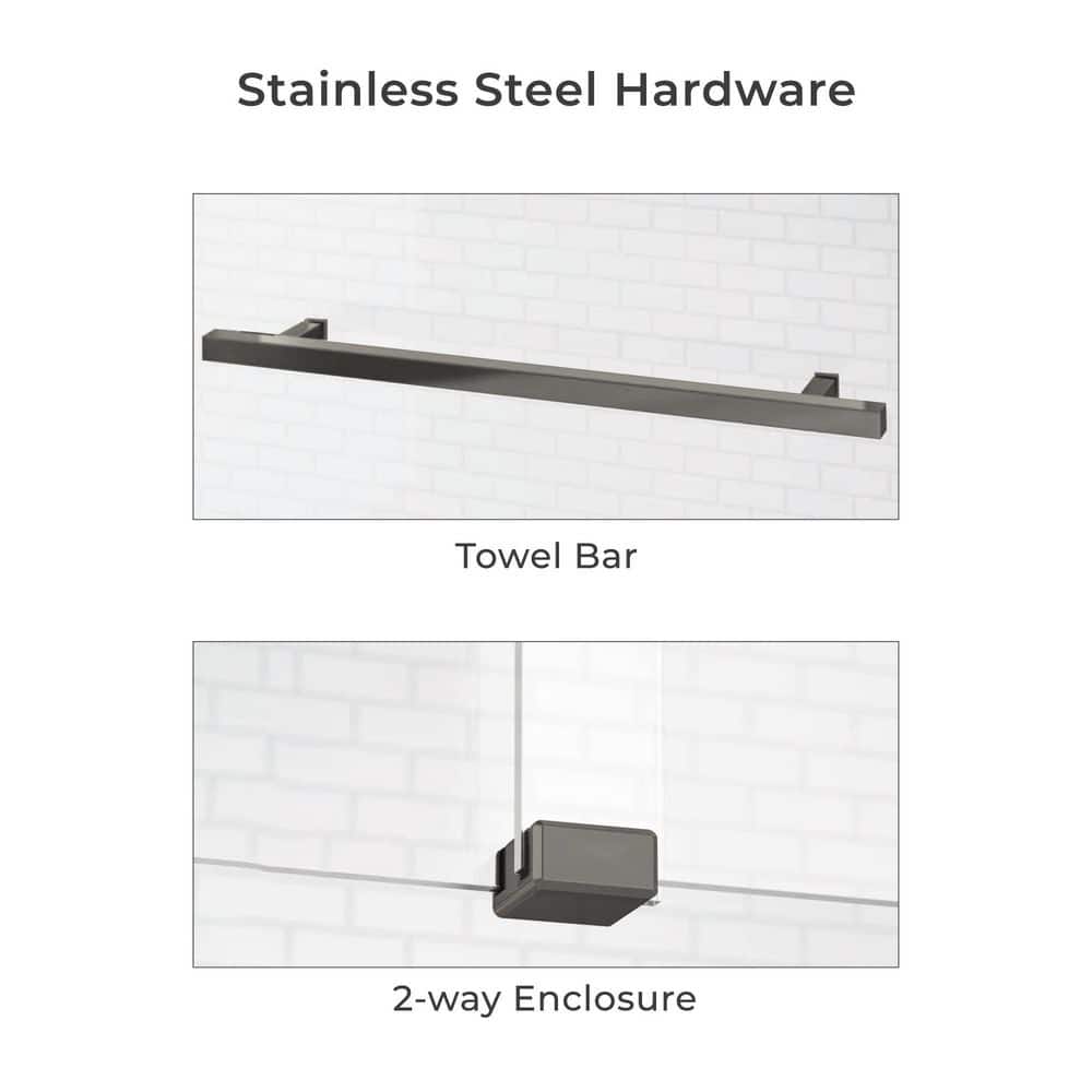 60" x 79" Clear Glass Frameless Double Sliding Shower Door with Brushed Nickel Finish