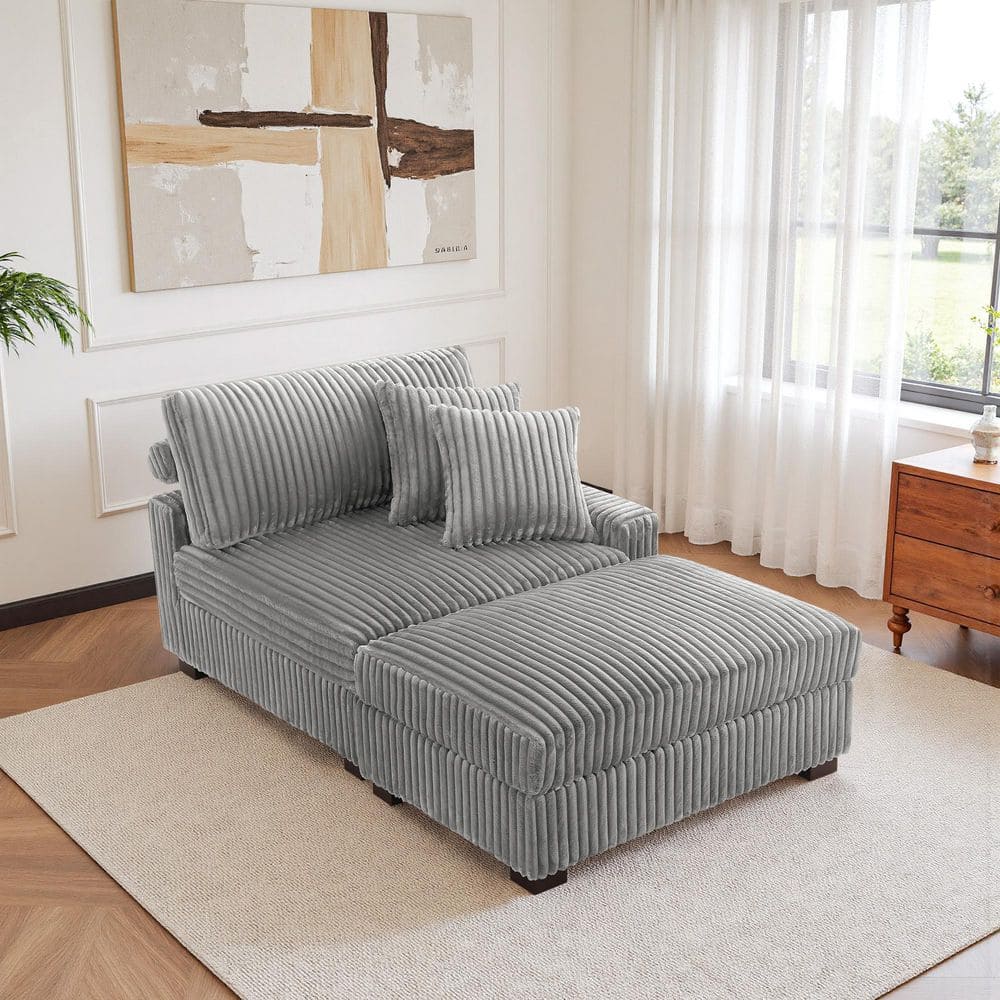 Modern Light Gray Faux Rabbit Fur Fabric Polyester 2-Piece Right Arm Facing Sectional Chaise Lounge (Set of 1) price history on PriceWatchPro