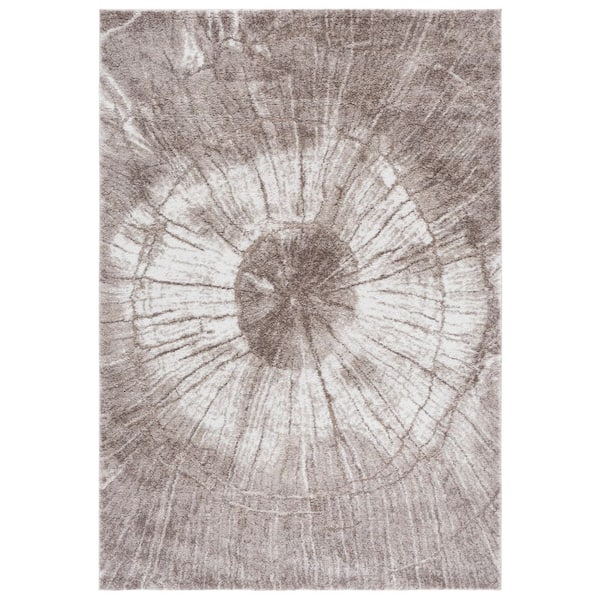 Northport 9 ft. x 12 ft. Taupe/Ivory Distressed Sunburst Area Rug