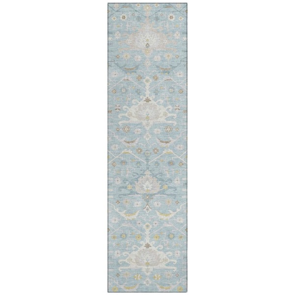 Chantille Machine Washable Indoor/Outdoor Abstract ACN2859 Sky 2 ft. x 7 ft. Runner Rug