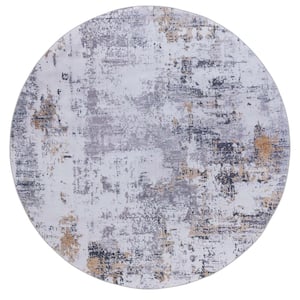 Tacoma Gray/Gold 6 ft. x 6 ft. Marble Round Area Rug