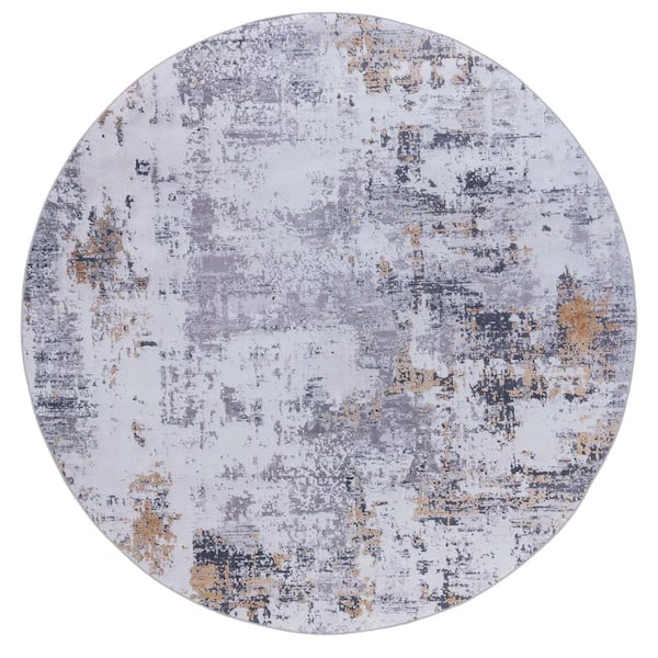 SAFAVIEH Tacoma Gray/Gold 6 ft. x 6 ft. Marble Round Area Rug