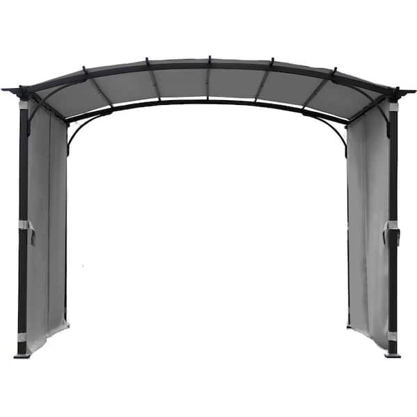 Tenleaf 9 ft. x 11 ft. Gray Arched Outdoor Waterproof Sunshade Shelter Gazebo with Steel Frame
