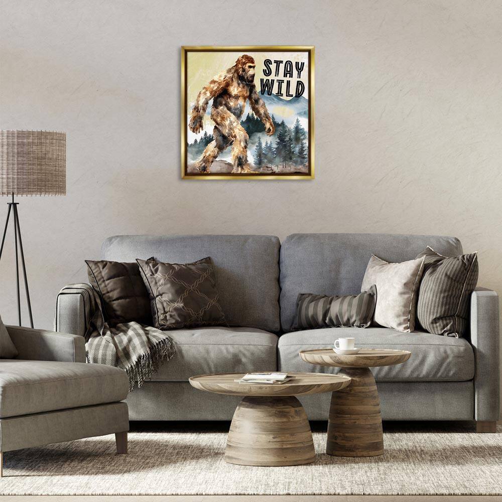 Stay Wild with Mythical Monster by Nicole DeCamp Gold Floater Frame Typography Graphic Art Print 25 in. x 25 in. price history on PriceWatchPro