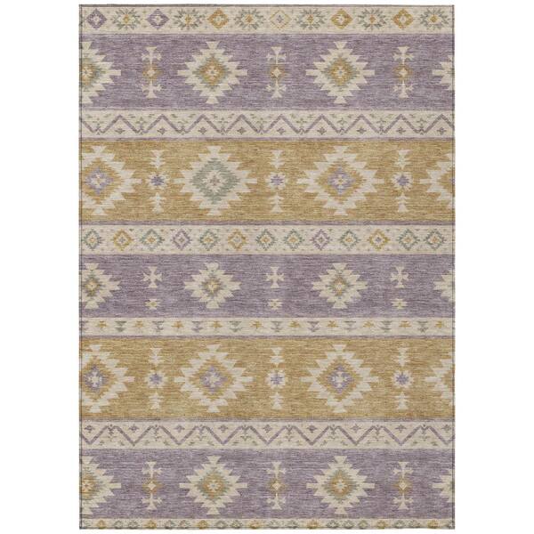 Chantille Machine Washable Indoor/Outdoor Abstract ACN3126 Purple 5 ft. x 7 ft. 6 in. Area Rug