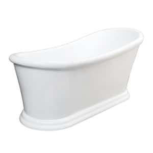 Aqua Eden 67 in. x 29 in. Acrylic Flatbottom Pedestal Soaking Bathtub in Glossy White with Drain