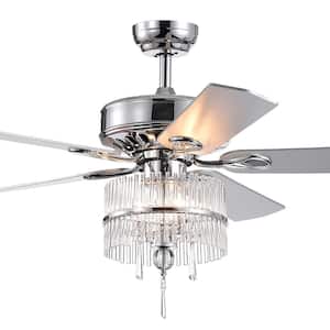 Wyllow 52 in. Chrome Indoor Ceiling Fan With Light Kit and Remote Control