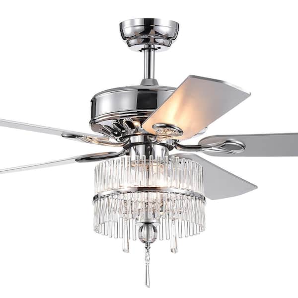 Warehouse of Tiffany Wyllow 52 in. Chrome Indoor Ceiling Fan With Light Kit and Remote Control