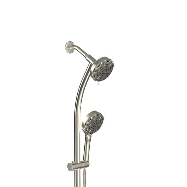7-Spray Settings Wall Mounted 4.7in. Handheld Shower Head 1.8 GPM Adjustable Dual Shower Heads in Brushed Nickel