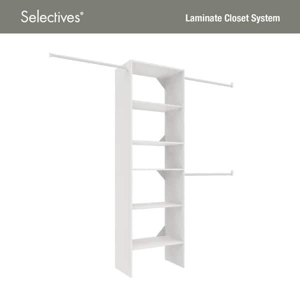 ClosetMaid Selectives 60 in. W - 120 in. W White Reach-In Tower Wall Mount 6-Shelf Wood Closet System