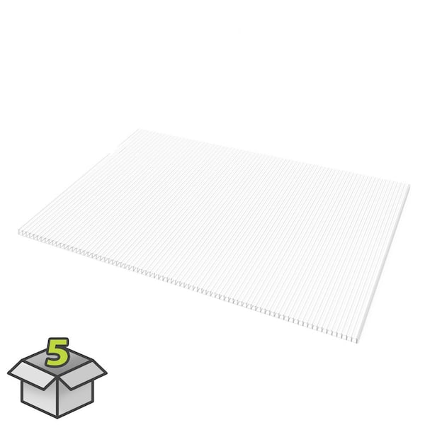 24 in. x 4 ft. Multiwall Polycarbonate Panel in White Opal (5-Pack)