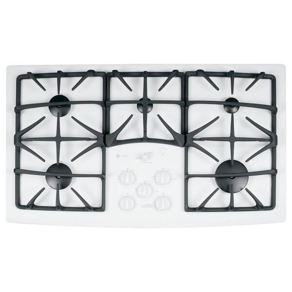 GE Profile 36 in. Gas-on-Glass Gas Cooktop in White with 5 Burners including Power Boil Burner