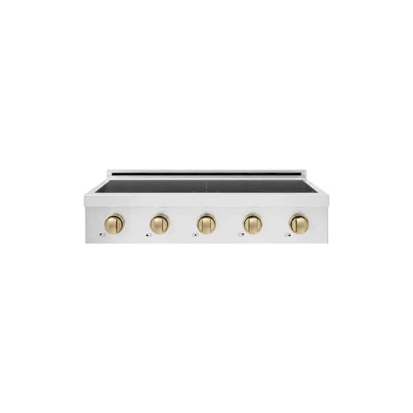 Autograph Edition 36 in. Paramount Induction Rangetop with 5 Element Cooktop in Stainless Steel and Champagne Bronze