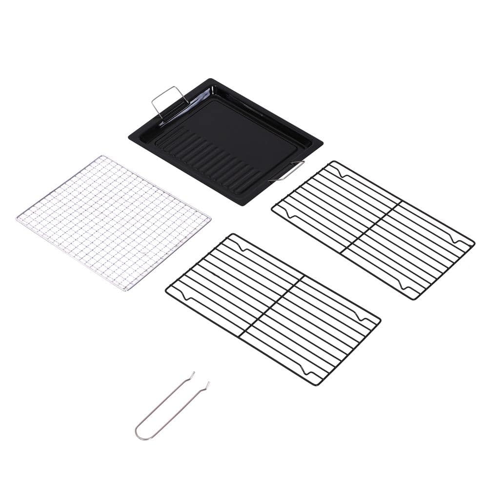 Portable Stainless Steel Charcoal Hibachi Grill with Shelves