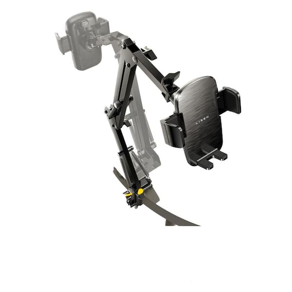 Gooseneck Phone Holder Stand Steel with Flexible Arm Clamp Clip, Black
