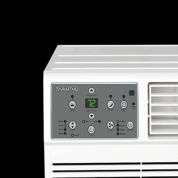 DURASTAR - 12,000 (DOE) BTU 230/208-Volt Through-the-Wall Air Conditioner Cools 550 Sq. Ft. with Heater and remote in White