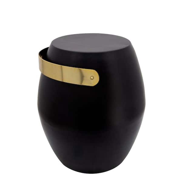 Benjara 15.75 in. Black and Gold Round Metal End Table with Metal Frame