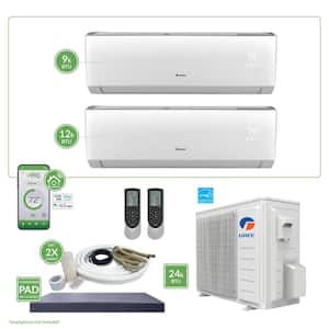 Gen3 Smart Home Dual-Zone 24,000 BTU 2 Ton Ductless Mini Split Air Conditioner and Heat Pump 25 ft. Install Kit - 230V