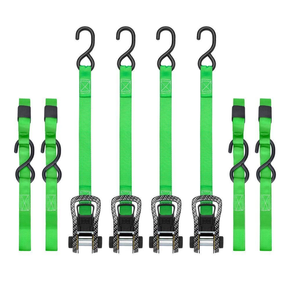 14 ft. Green CarbonX Ratchet Tie Down Straps with 500 lb. Safe Work Load - 4 pack price history on PriceWatchPro