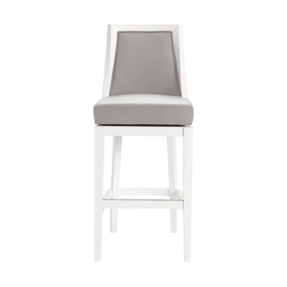 Ellie 22.5" White Rubberwood Swivel Bar Stool with Memory Return