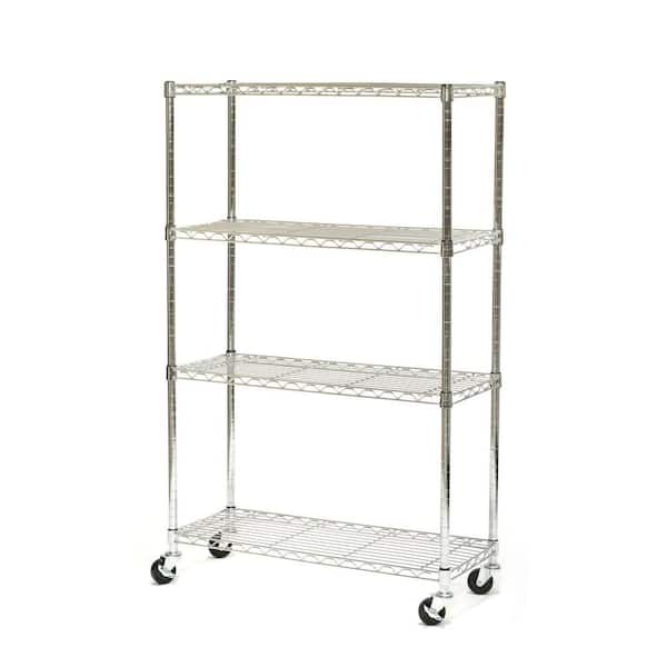 Seville Classics 4-Tier 36 in. W x 54 in. H x 14 in. D Commercial Steel Shelving System with Wheels