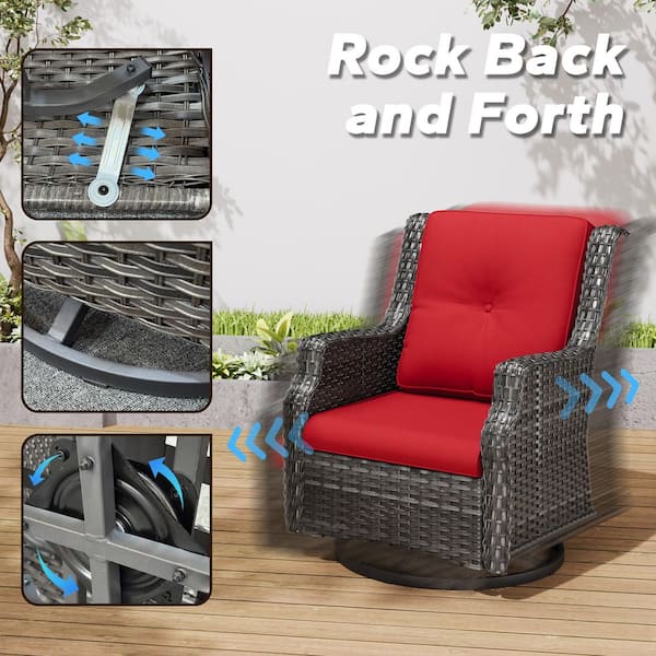 JOYSIDE Wicker Patio Outdoor Lounge Chair Swivel Rocking