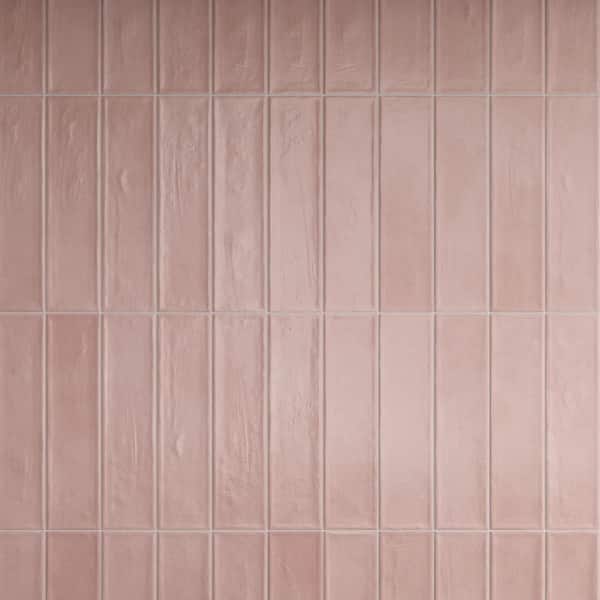 Tavira Polvo Pink 2.95 in. X 11.81 in. Satin Ceramic Subway Wall Tile (6.35 sq. ft. /Case)