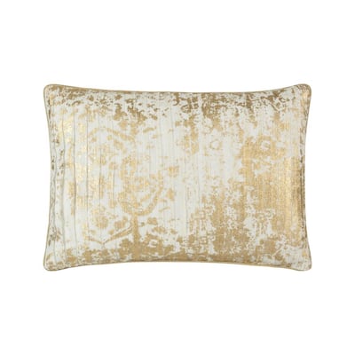 Ella Ivory and Gold 14 in. x 20 in. Throw Pillow
